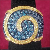14k ring with blue stones sz7, 0.39ozTW
