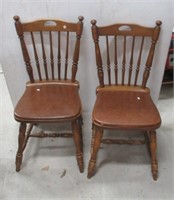 (2) Wood kitchen chairs.