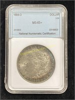 1884 O Morgan Silver Dollar MS65+