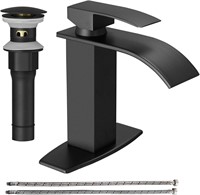 Hoimpro Black Waterfall Bathroom Faucet with cUPC
