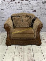 Carved Wood Rolled Arm Chair