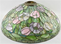 Tiffany Style Round Green & Pink Floral Lampshade