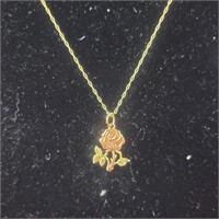 2 toned 14k Rose charm 0.03oz on a 14/20 Gold