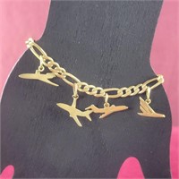 14kt Gold Charm Bracelet with 14kt Airplane