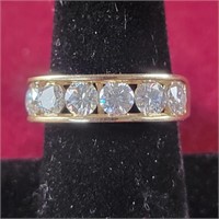 14k Gold Ring with moissanite stones sz 8.5,