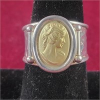 .925 Silver Ring with 14k Cameo Center sz8