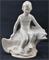 Robinson Ransbottom White Ceramic Boy on Fish