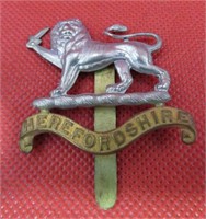 WWI Herefordshire Regiment British Cap Badge OLD