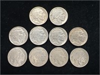 Lot of 10 Buffalo Nickels