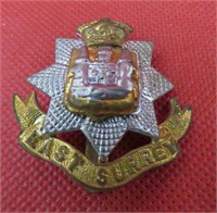 WWI Surray Regiment BEF Cap Badge Insignia