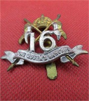 WWII British 16th Queen Lancers Cap Badge Insignia