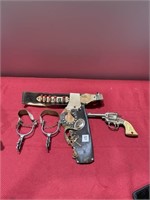Rare 1940s steel buffalo bill gun holster & spurs