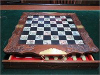Nice Wooden Oriental Chess Board w/ Drawers