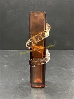 Vintage Orange Glass Vase w/ Applied Ruffle