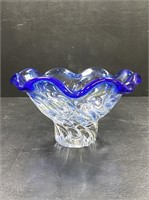 Cobalt Blue Soft Scallop Rimmed Pedestal Bowl