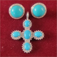 .925 Silver Cross and earrings