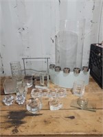 Lot of glass candle holders & decor