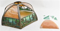 Antique Slag Glass Arts & Crafts Scenic Lampshade