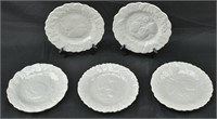 5 Sarrguemines France White Porcelain Fruit Plates