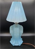 Beautiful Art Deco Blue Frosted Lamp