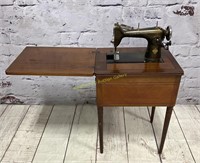 Antique Elgin Rotary Sewing Machine & Cabinet