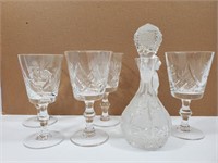 Crystal Glasses Decanter and Avon Bottle