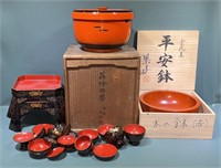 LOT OF LACQUER ORIENTAL DISHES