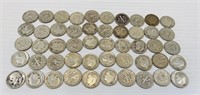 1940s-50s Roosevelt Silver Dimes (50 pcs)