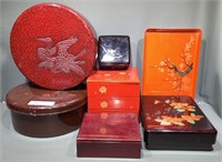 LOT OF LACQUER ORIENTAL BOXES & TRAY