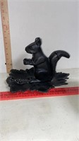 >Vintage Black Cast Aluminum Squirrel Nutcracker