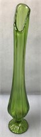 Vintage MCM L.E. Smith 16” Ribbed Green Swung