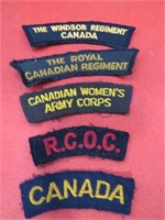 Canada Military Lot 5 Shoulder Title Patches RCR+