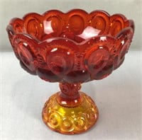 LE smith moon and stars amberina glass footed