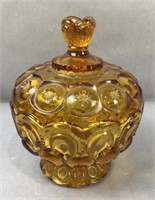 LE Smith MOON AND STAR Amber Glass Compote with