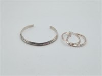 Sterling Native American Type Bracelet & Earrings