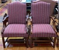 PAIR UPHOLSTERED OPEN ARM CHAIRS