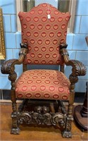 CARVED QUALITY MAHOGANY THRONE CHAIR