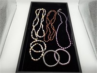 Natural Pearl necklaces & bracelet lot Multi color