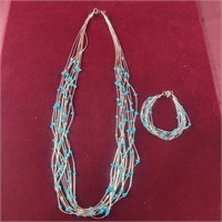 .925 Silver Multistrand Necklace and Bracelet S