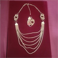 Gold Colored Necklace and Bracelet Set