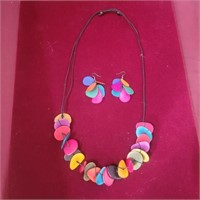 Adjustable Multicolored Necklace and Earrings