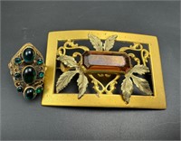 antique large sash brooch and ring