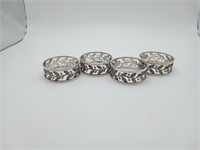 4 Sterling silver Leaf napkin rings 67 grams
