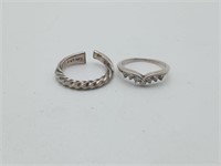 2 Sterling Silver CZ & Twisted rings 5 grams