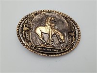 End of The Trail brass & Silver horse belt buckle