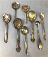 Silver plated spoons & tea strainers