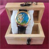 Porky Pig watch in wood box