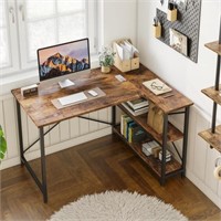 47 In L-Shaped Desk with Storage, Brown