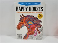 Adult Coloring Book Happy Horses