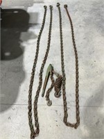 2- 16’ Chains with Hooks , come-a-long